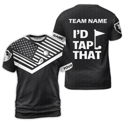 Personalized Golf American Flag Golf Unisex Polo Shirt, I'd Tap That Golf Custom Shirt For Men, Gift Idea For Male Players, Gift For Golfers