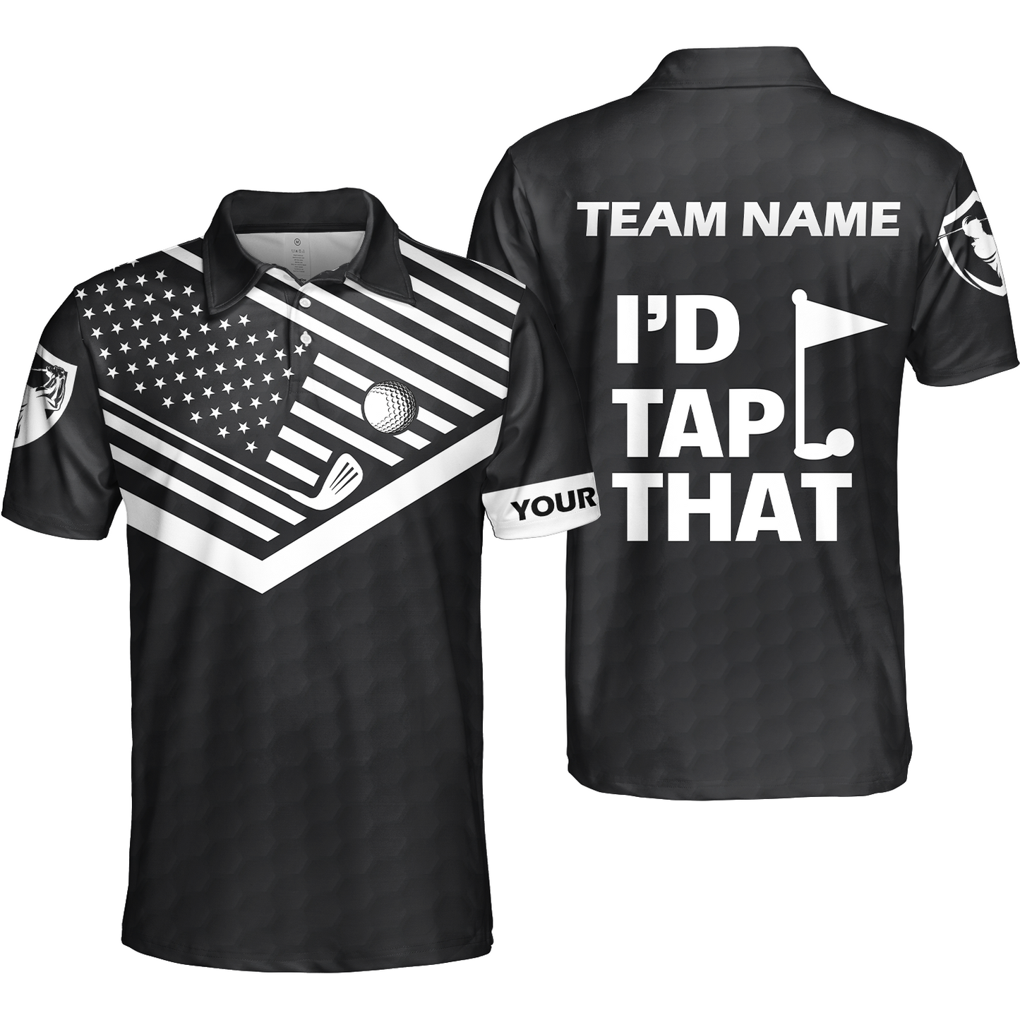 Personalized Golf American Flag Golf Unisex Polo Shirt, I'd Tap That Golf Custom Shirt For Men, Gift Idea For Male Players, Gift For Golfers