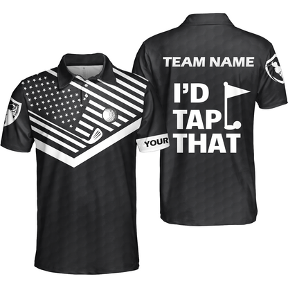 Personalized Golf American Flag Golf Unisex Polo Shirt, I'd Tap That Golf Custom Shirt For Men, Gift Idea For Male Players, Gift For Golfers