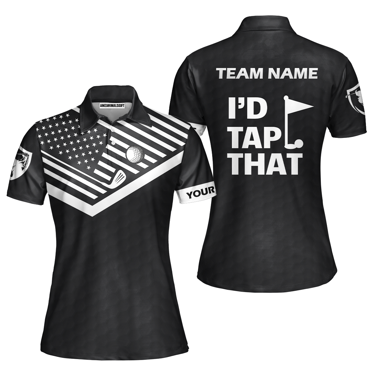 Personalized Golf American Flag Golf Unisex Polo Shirt, I'd Tap That Golf Custom Shirt For Men, Gift Idea For Male Players, Gift For Golfers