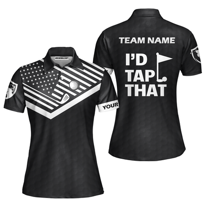 Personalized Golf American Flag Golf Unisex Polo Shirt, I'd Tap That Golf Custom Shirt For Men, Gift Idea For Male Players, Gift For Golfers