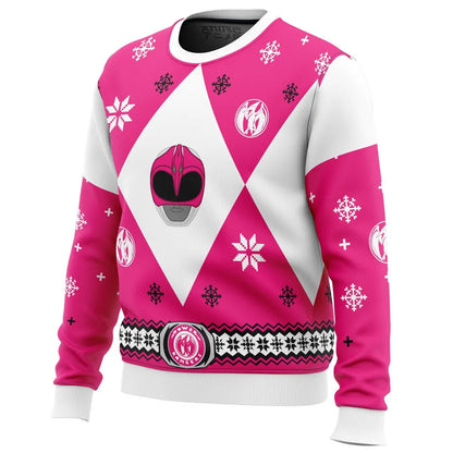 Mighty Morphin Power Rangers Pink - Costume Cosplay Ugly Christmas Sweater