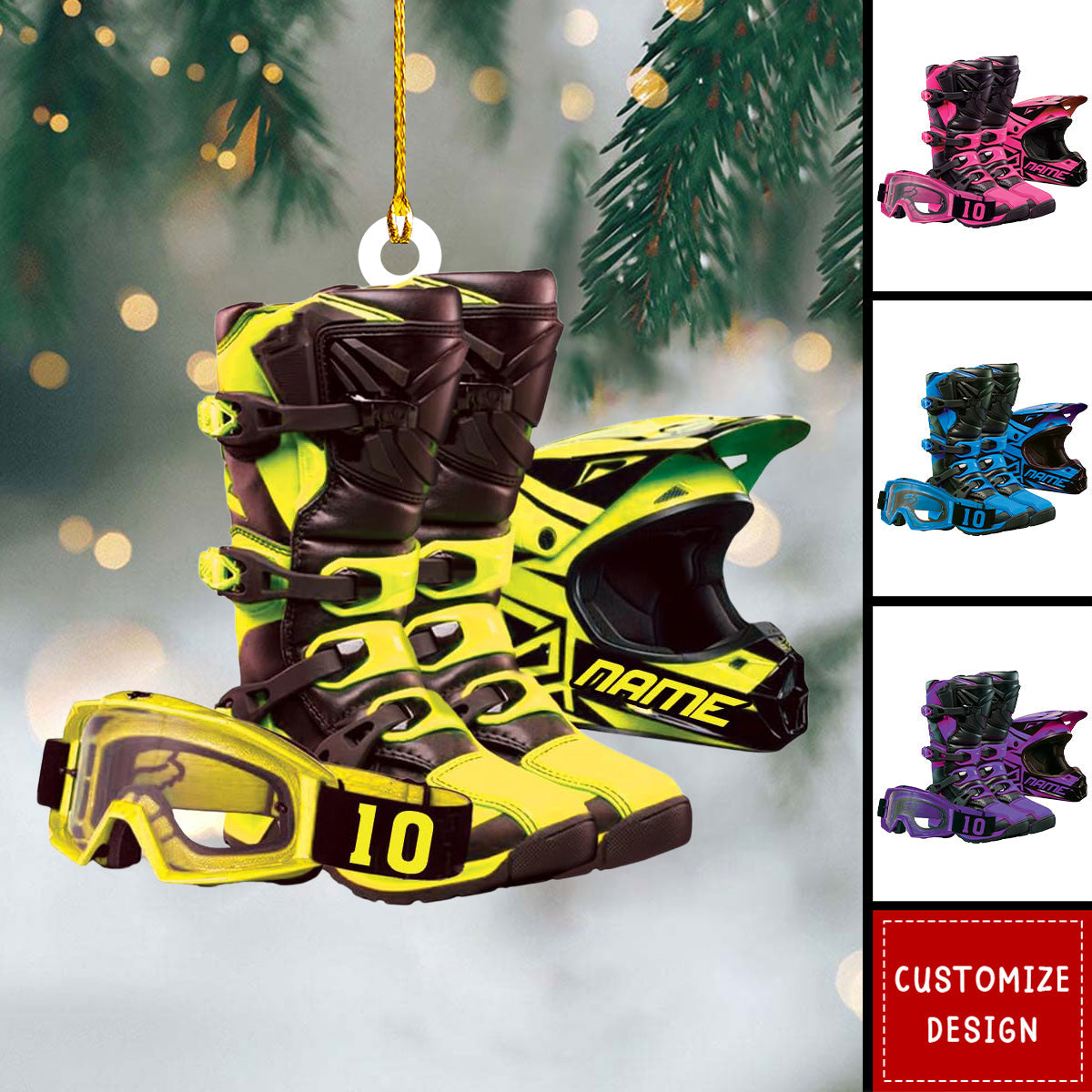 Personalized Motocross Gear Flat Acrylic Ornament For Rider, Meaningful Ornament Gifts For Son, Grandson, Family, Friends