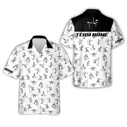 Golf Hawaiian Shirt - Funny Golf Pattern Custom Name White Apparel - Personalized Gift For Golf Lover, Team