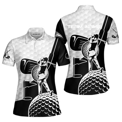 Golf Custom Name Women Polo Shirt - Golf Clubs Golf Ball Apparel - Personalized Gift For Golf Lover, Team, Golfer.