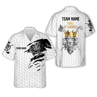 Personalized King Of Swings Lion Golf Hawaiian Shirt, I'd Tap That Golf Custom Shirt For Golf Players, Gift For Golfers