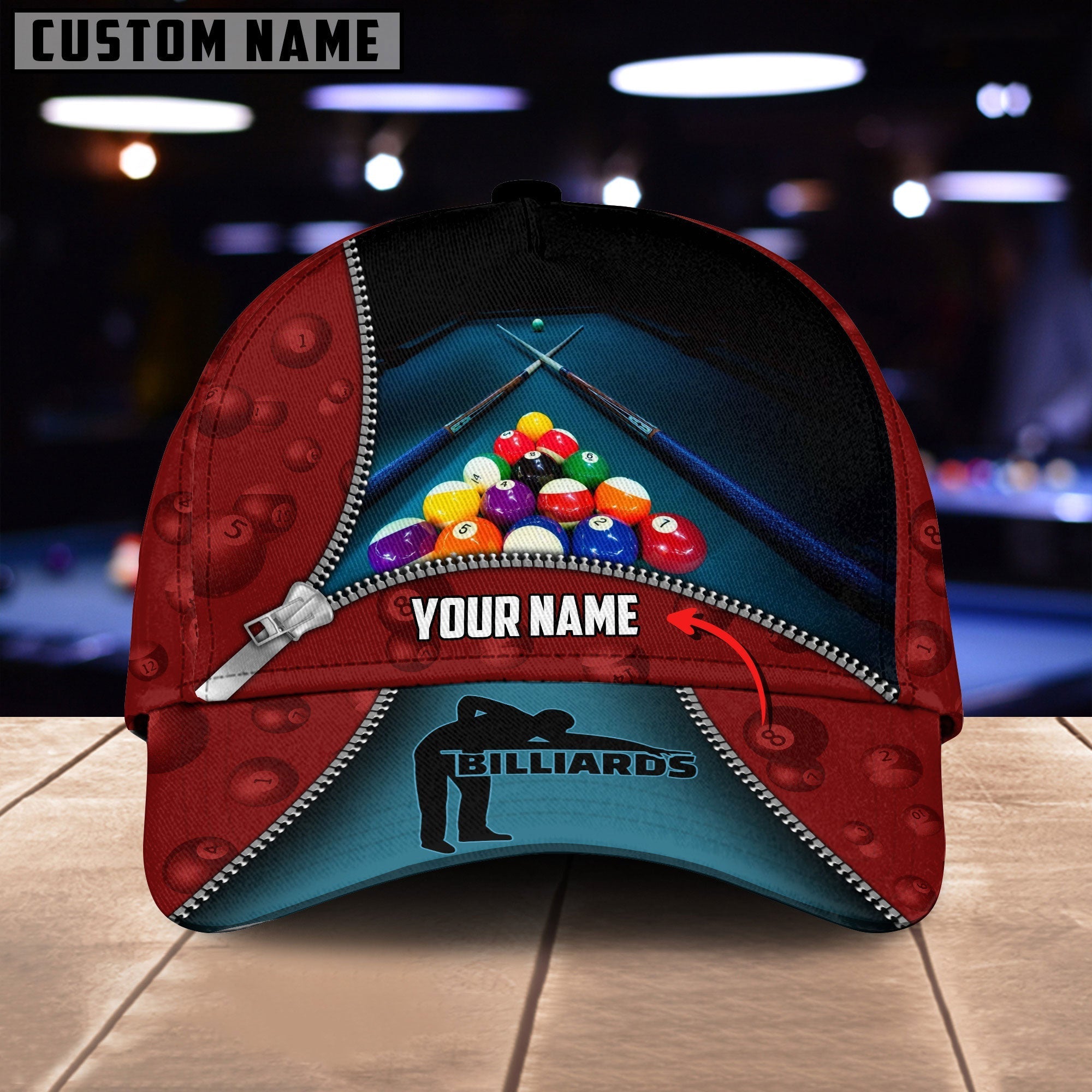 Billiard Lover Personalized Name 3D Over Printed Classic Hat Cap Gift For Billiards Lovers