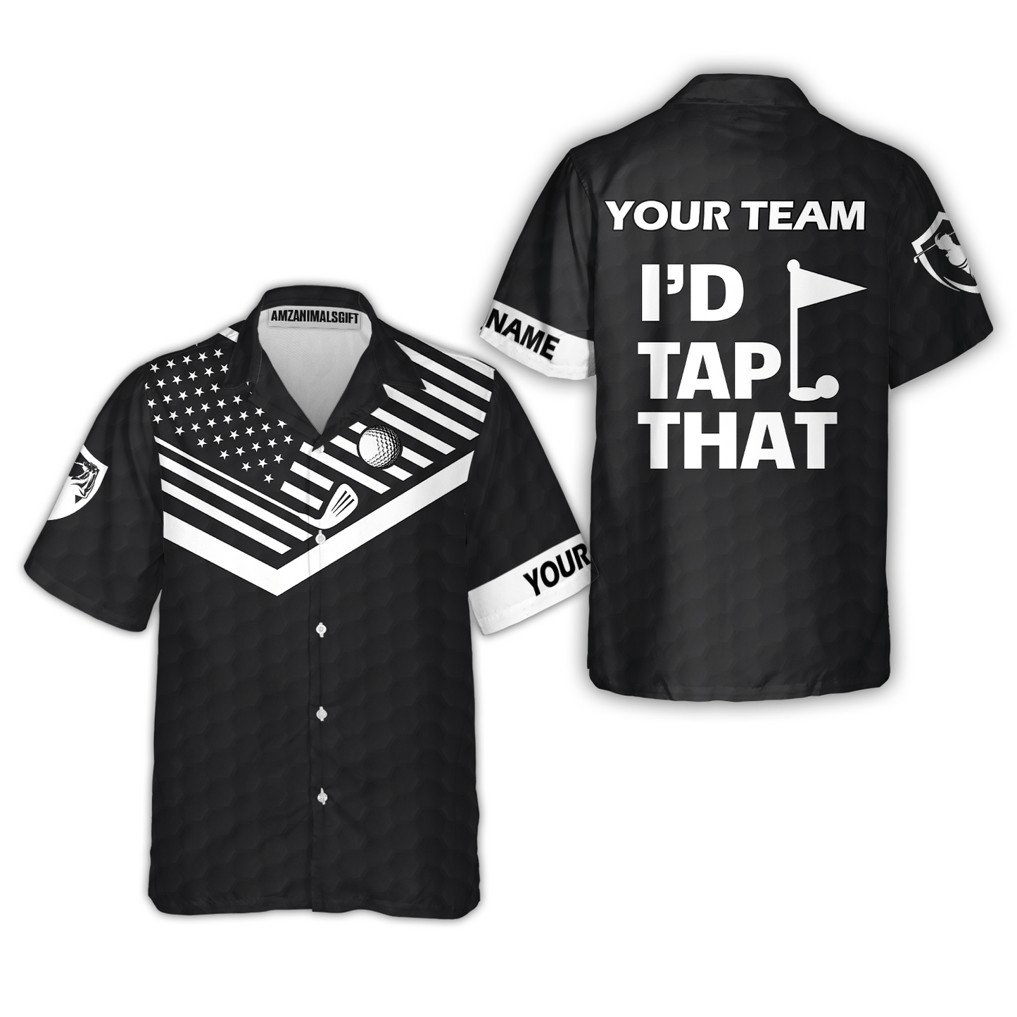 Personalized Golf American Flag Golf Hawaiian Shirt, I'd Tap That Golf Custom Shirt For Golf Players, Gift For Golfers