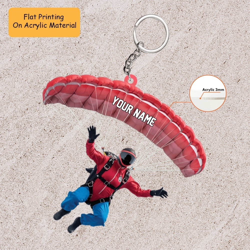 Personalized Paragliding Skydiving Flat Acrylic Ornament, Meaningful Ornament Gifts For Paragliding Skydiving Lovers