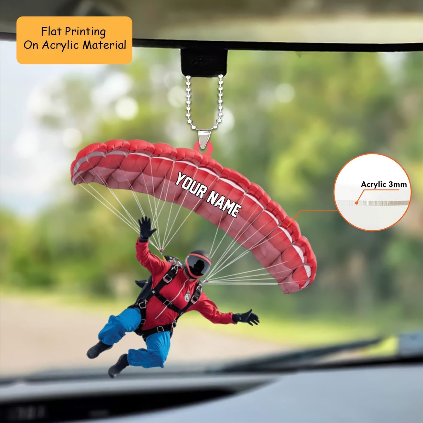 Personalized Paragliding Skydiving Flat Acrylic Ornament, Meaningful Ornament Gifts For Paragliding Skydiving Lovers