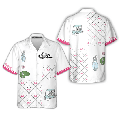 Ready For A Golf Day Golf Short Sleeve Women Polo Shirt, White And Pink Golf Shirt For Ladies - Gift For Golfer