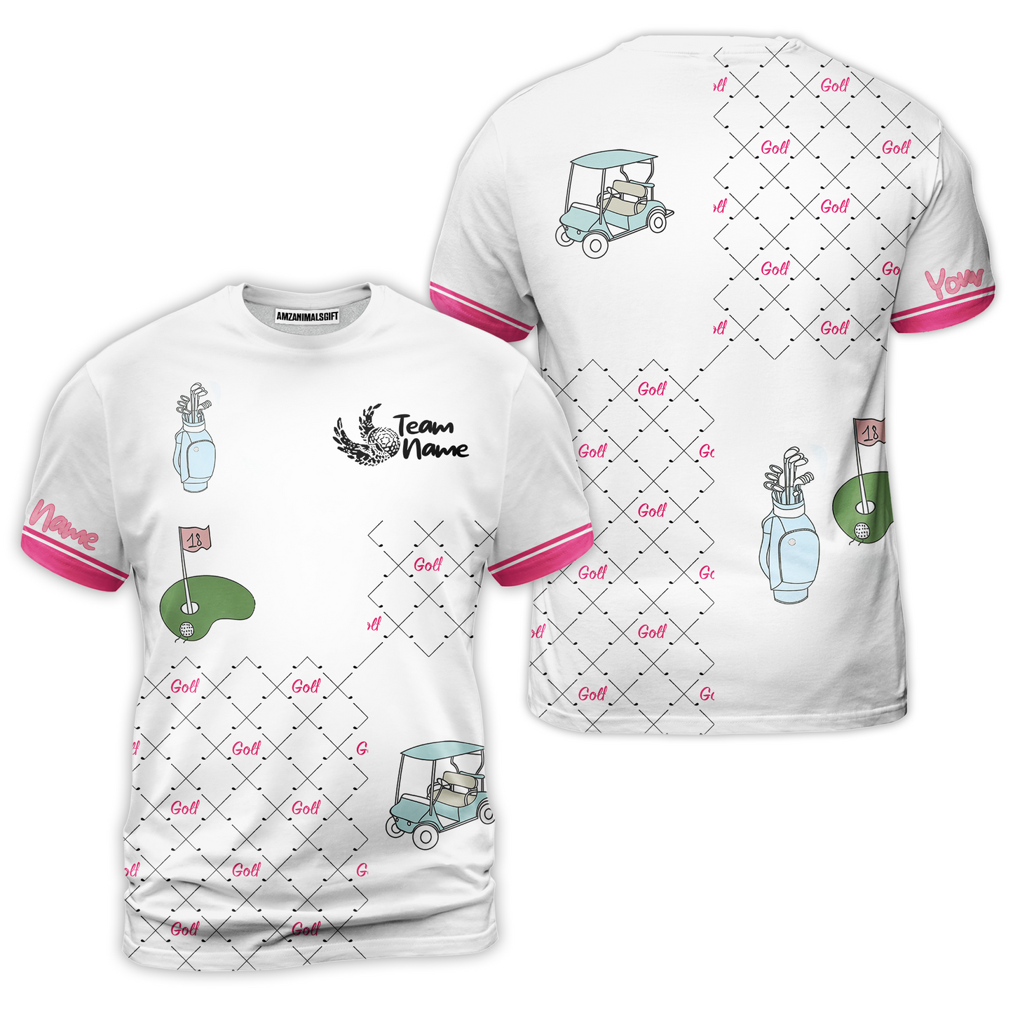 Ready For A Golf Day Golf Short Sleeve Women Polo Shirt, White And Pink Golf Shirt For Ladies - Gift For Golfer