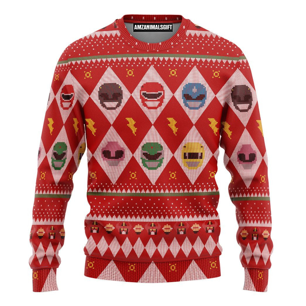 Red Mighty Morphin Power Rangers - Christmas Ugly Sweater