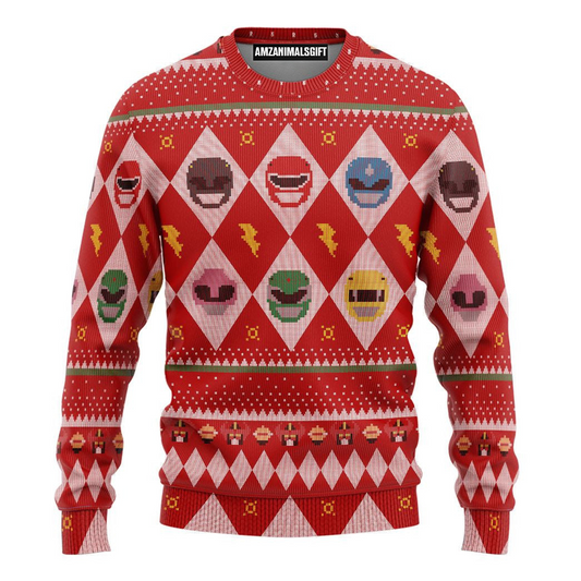 Red Mighty Morphin Power Rangers - Christmas Ugly Sweater
