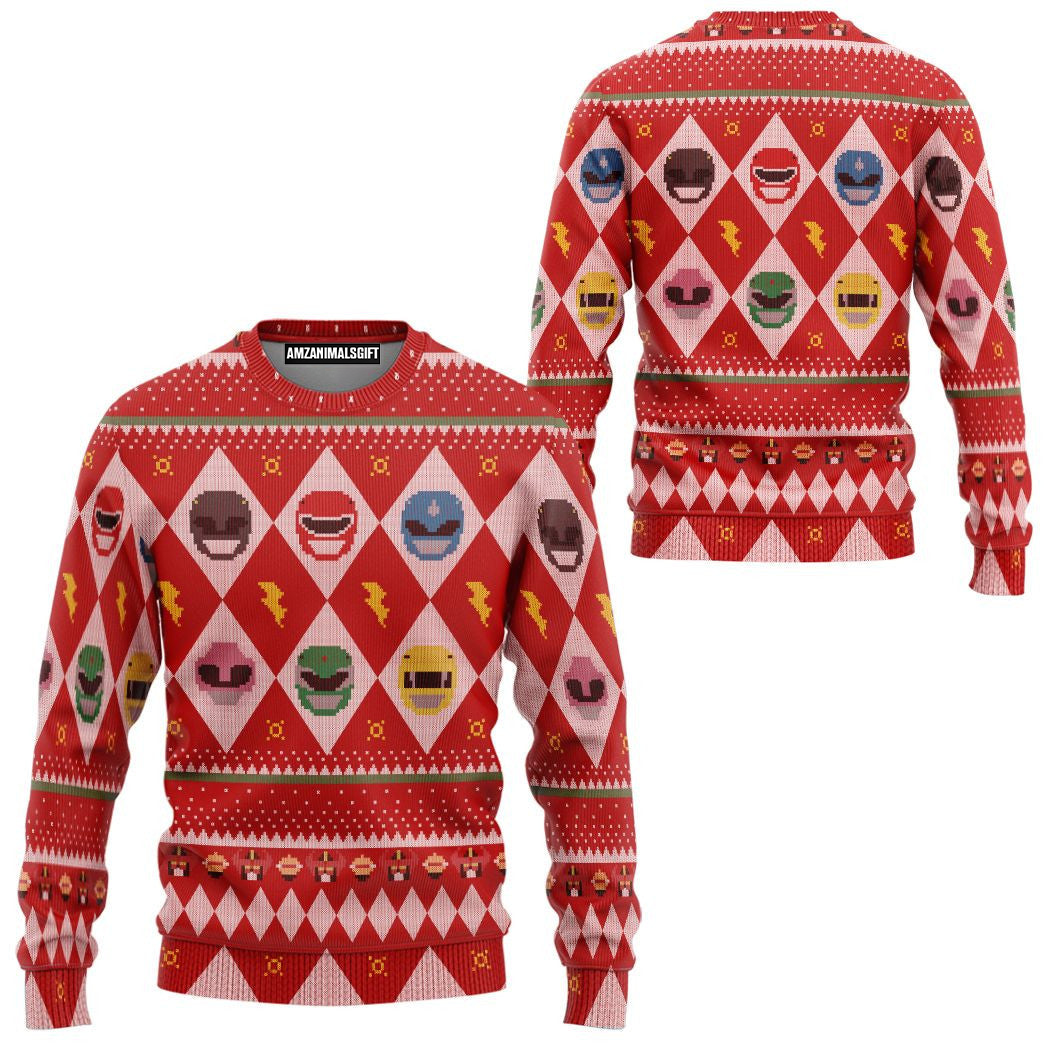 Red Mighty Morphin Power Rangers - Christmas Ugly Sweater