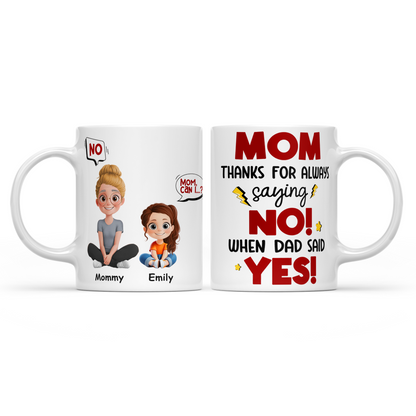 Personalized Mug Gift For Mom - Mom, Thanks For Always Saying No Coffee Mug For Mother's Day Gift  - HN38