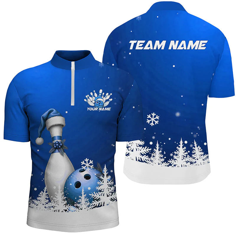 Snowflake Custom Christmas Bowling Team Polo Shirt, Christmas Bowling uniforms - Bowling Shirts Personalized Name And Team Name