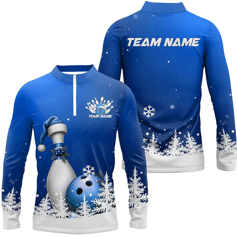 Snowflake Custom Christmas Bowling Team Polo Shirt, Christmas Bowling uniforms - Bowling Shirts Personalized Name And Team Name
