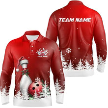 Snowflake Custom Christmas Bowling Team Polo Shirt, Christmas Bowling uniforms - Bowling Shirts Personalized Name And Team Name
