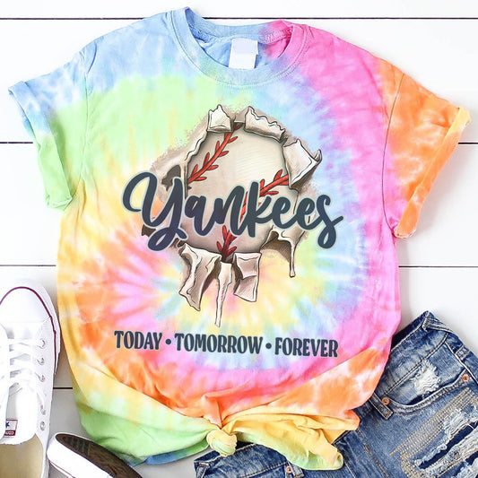 Spiral New York Baseball Tie Dye T shirts - Tie-Dye Tee, Spiral Apparel For Yankees Baseball Fans