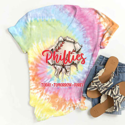 Spiral Philadelphia Baseball Tie Dye T shirts - Tie-Dye Tee, Spiral Apparel For Phillies Baseball Fans