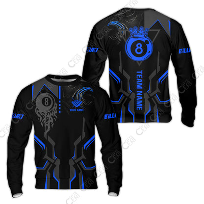 Customized 8 Ball Pool Sweatshirt, 8-Ball Liquid Effect Smoke, Billiard Jerseys