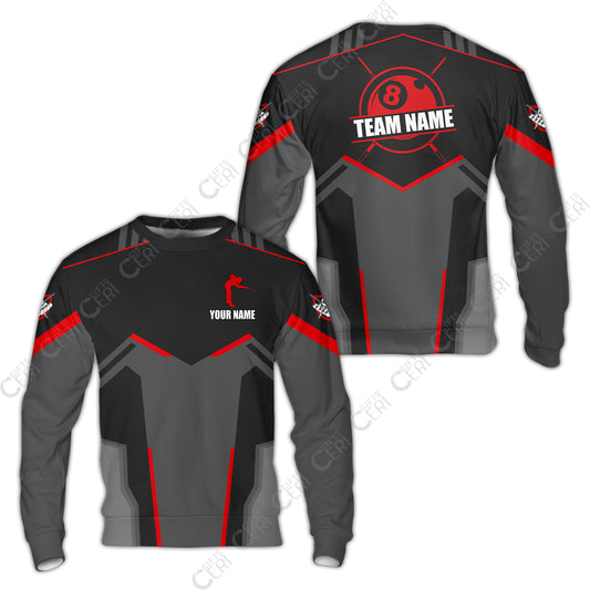 Customized 8 Ball Pool Sweatshirt, Billiards Man Vector 8-Ball, Billiards Jerseys