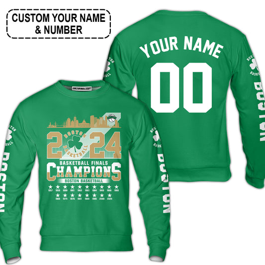 Boston American Basketball 2024 Playoff Final Champions Sweatshirt, Customized Basketball Shirt For Boston Basketball Fans - AOP