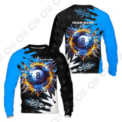 Customized Billiards Sweatshirt, Personalized Frostfire 8 Ball Jersey Gift For Billiard Players