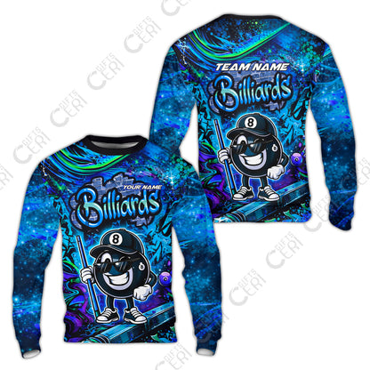 Customized Billiards Sweatshirt, Personalized Street Graffiti 8 Ball Jersey Gift For Billiard Players