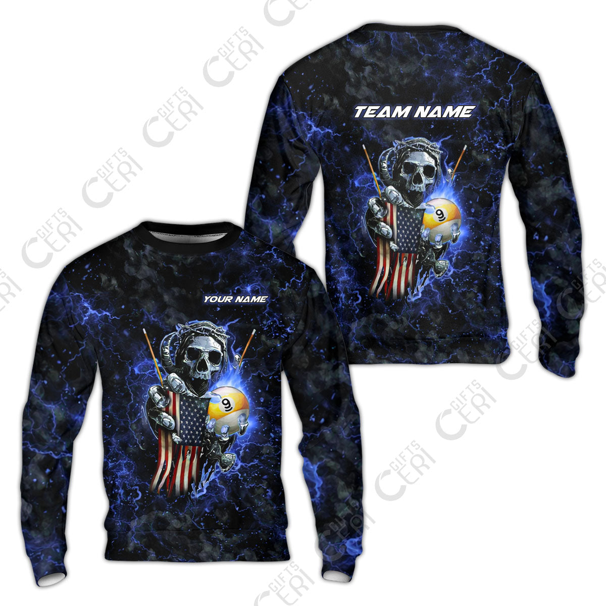Customized Billiards Sweatshirt, Personalized Ghost Break 9 Ball Jersey Gift For Billiard Players