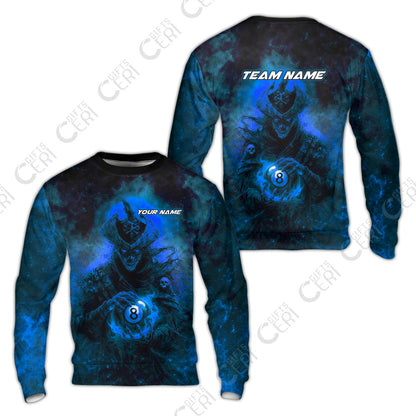 Customized Billiards Sweatshirt, Personalized Ghost Captains 8 Ball Jersey Gift For Billiard Players