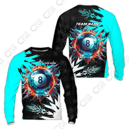 Customized Billiards Sweatshirt, Personalized Frostfire 8 Ball Jersey Gift For Billiard Players