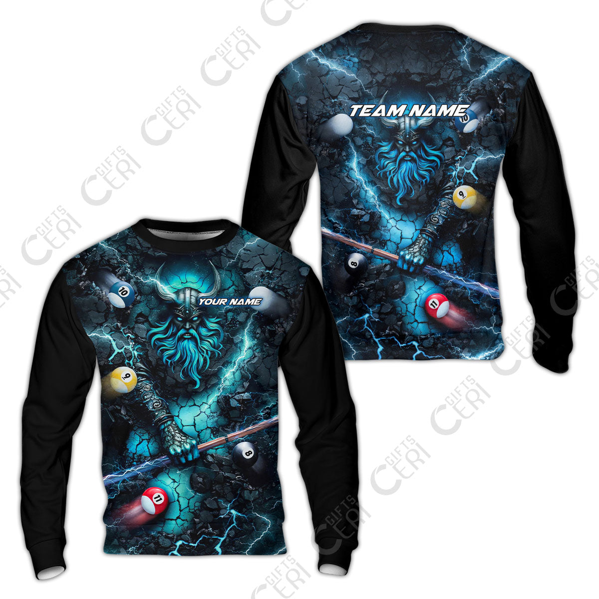 Customized Billiards Sweatshirt, Personalized Thunder Viking Billiards Jersey Gift For Billiard Players