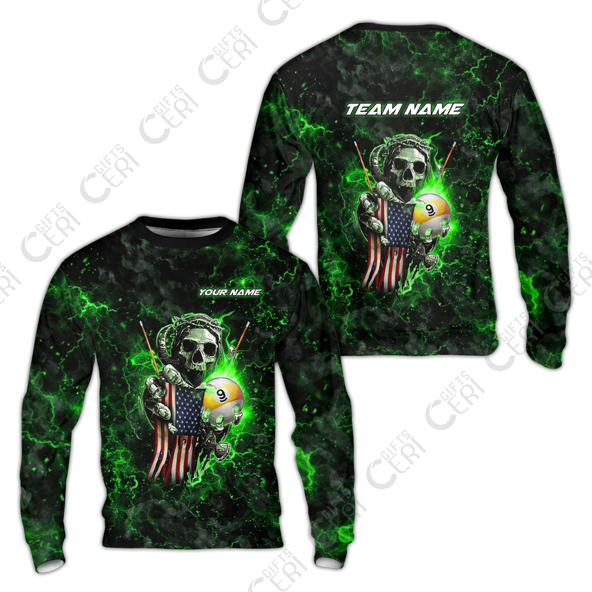 Customized Billiards Sweatshirt, Personalized Ghost Break 9 Ball Jersey Gift For Billiard Players