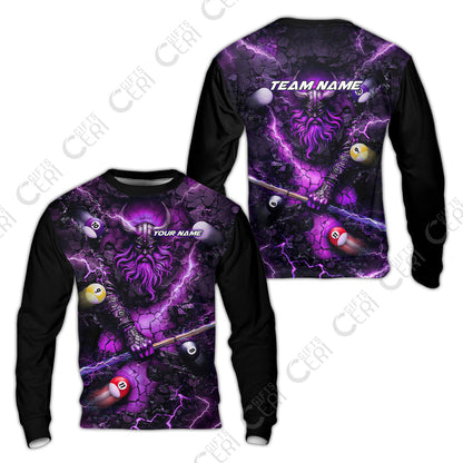 Customized Billiards Sweatshirt, Personalized Thunder Viking Billiards Jersey Gift For Billiard Players