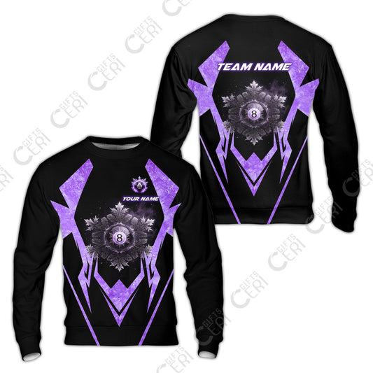 Customized Billiards Sweatshirt, Personalized Ice Break 8 Ball Jersey Gift For Billiard Players