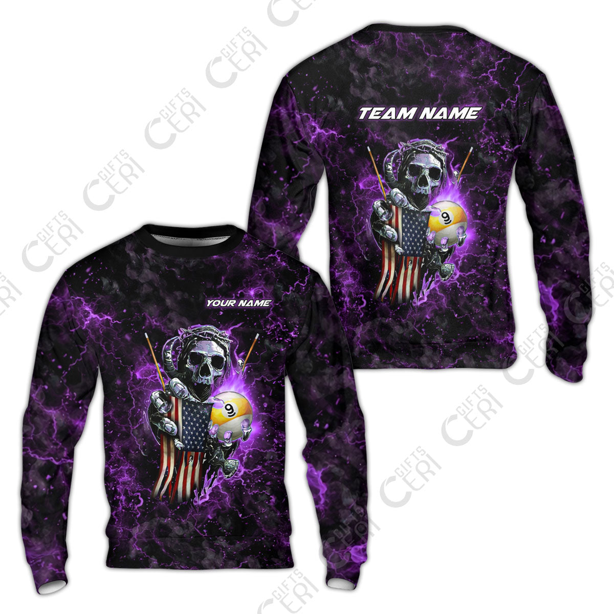 Customized Billiards Sweatshirt, Personalized Ghost Break 9 Ball Jersey Gift For Billiard Players
