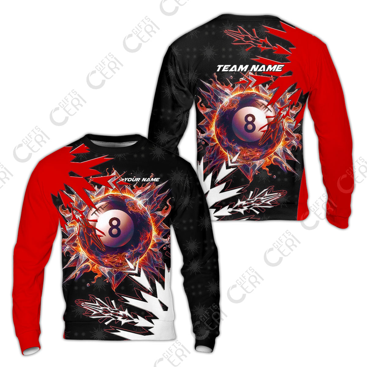 Customized Billiards Sweatshirt, Personalized Frostfire 8 Ball Jersey Gift For Billiard Players
