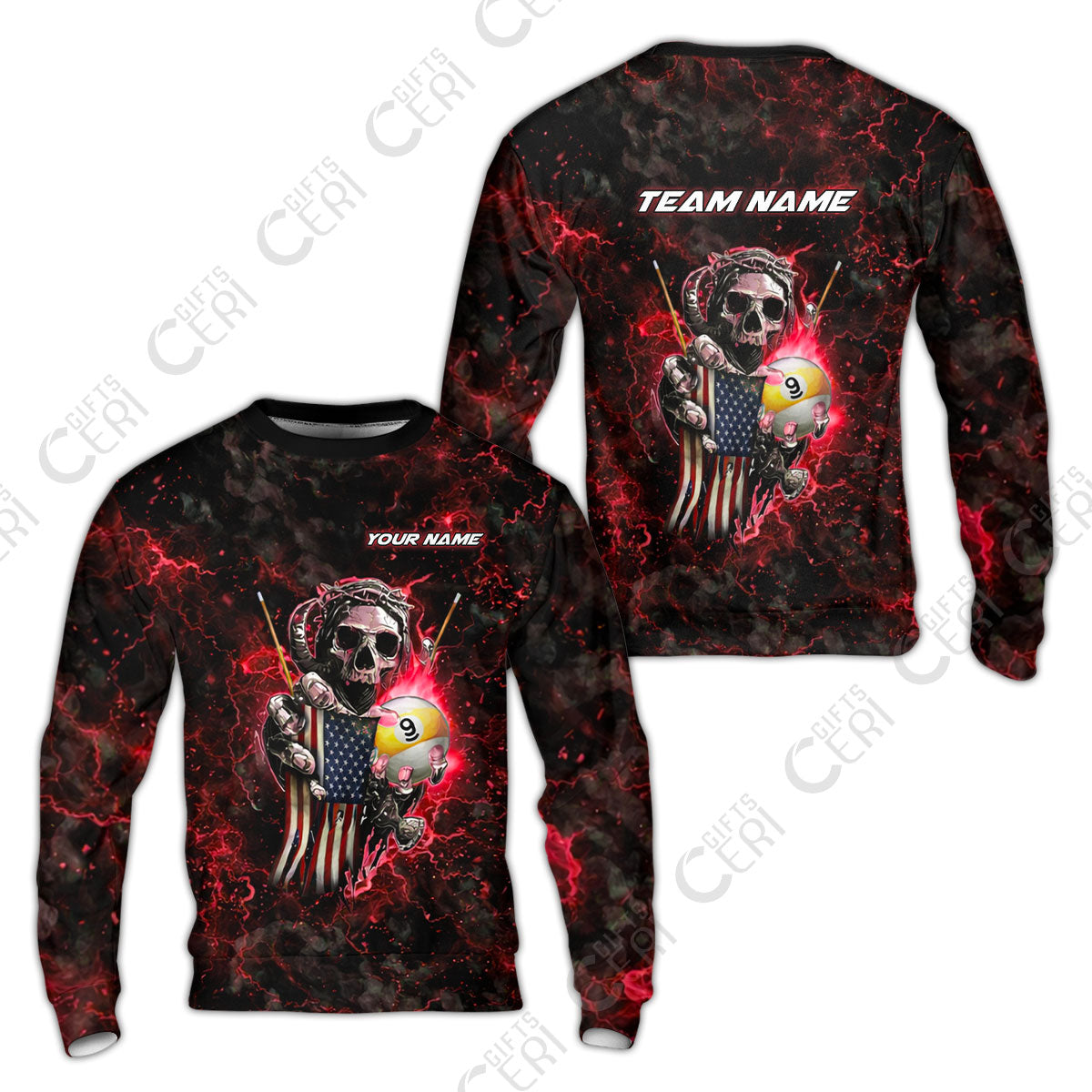Customized Billiards Sweatshirt, Personalized Ghost Break 9 Ball Jersey Gift For Billiard Players
