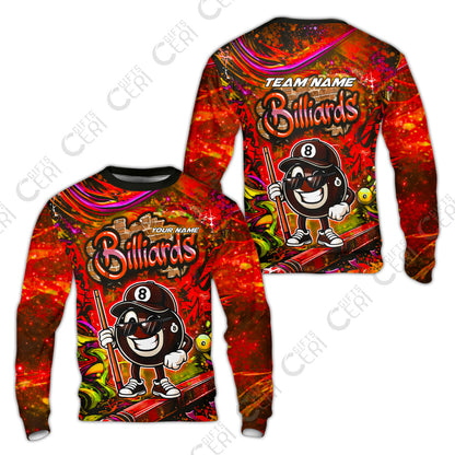 Customized Billiards Sweatshirt, Personalized Street Graffiti 8 Ball Jersey Gift For Billiard Players