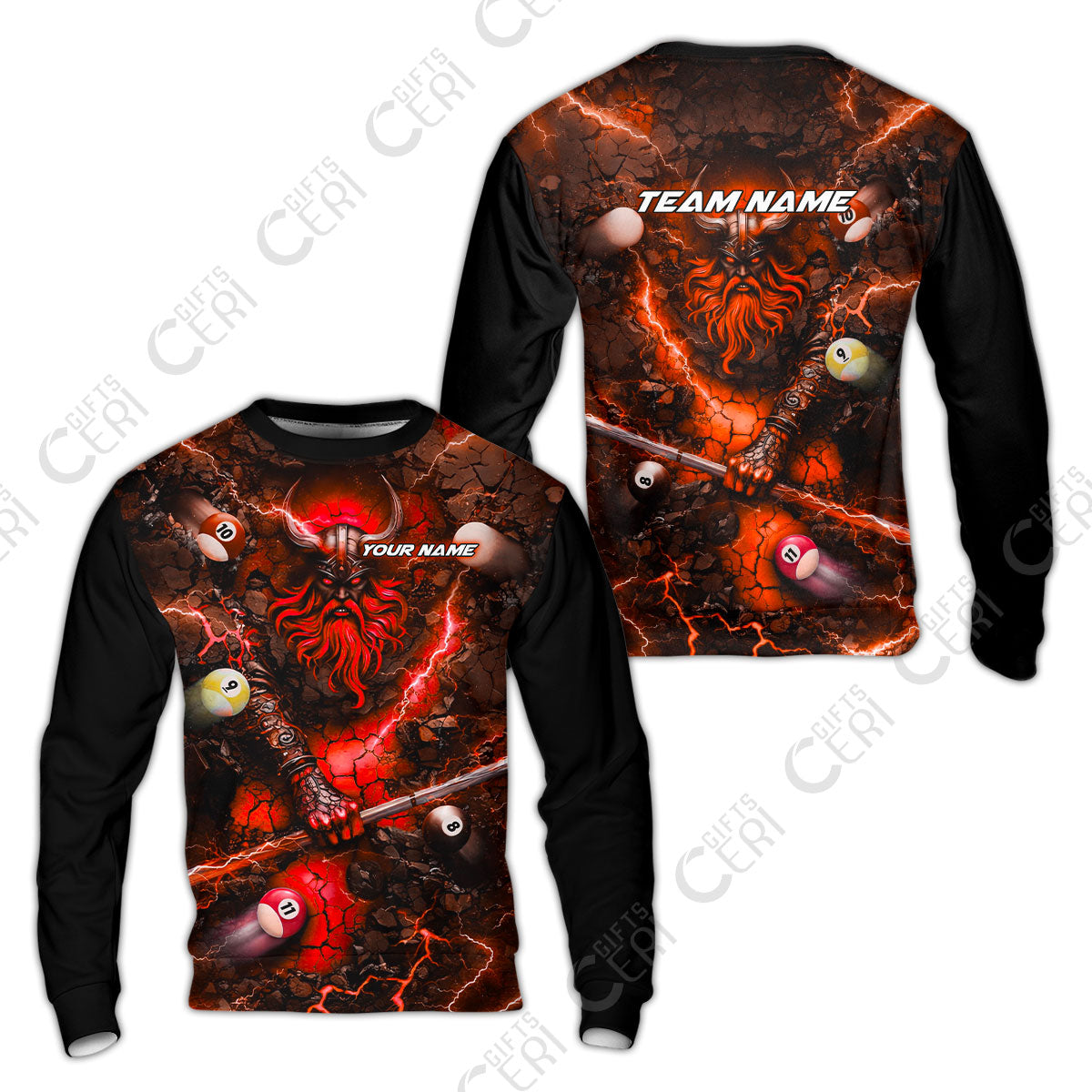 Customized Billiards Sweatshirt, Personalized Thunder Viking Billiards Jersey Gift For Billiard Players