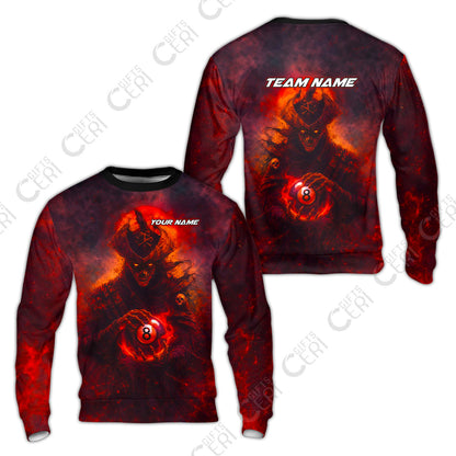 Customized Billiards Sweatshirt, Personalized Ghost Captains 8 Ball Jersey Gift For Billiard Players