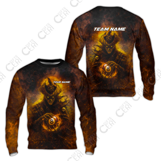 Customized Billiards Sweatshirt, Personalized Ghost Captains 8 Ball Jersey Gift For Billiard Players