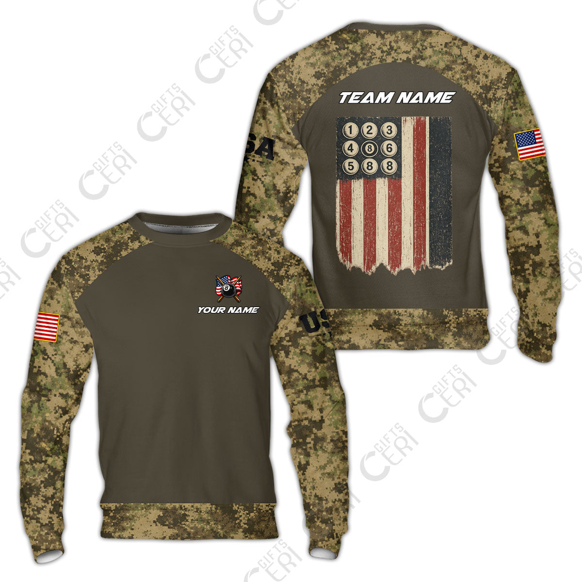 Customized 8 Ball Pool Sweatshirt, Billiard 8-Ball American Pool Warrior, Billiards Jerseys