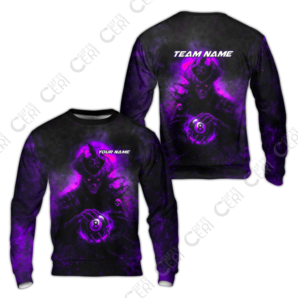 Customized Billiards Sweatshirt, Personalized Ghost Captains 8 Ball Jersey Gift For Billiard Players