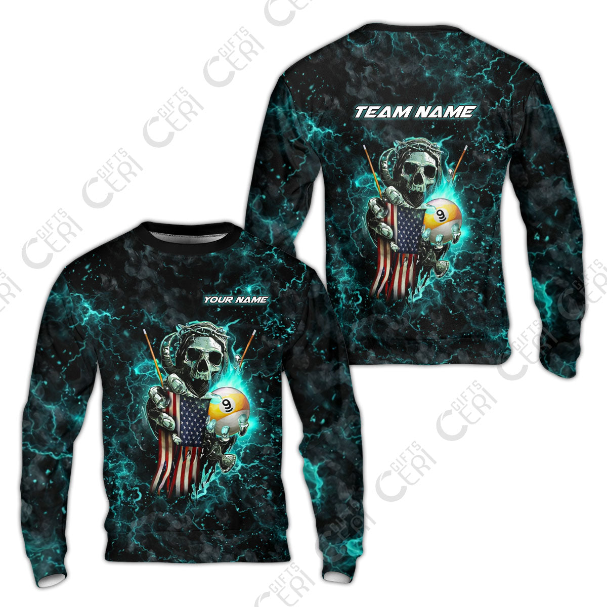 Customized Billiards Sweatshirt, Personalized Ghost Break 9 Ball Jersey Gift For Billiard Players