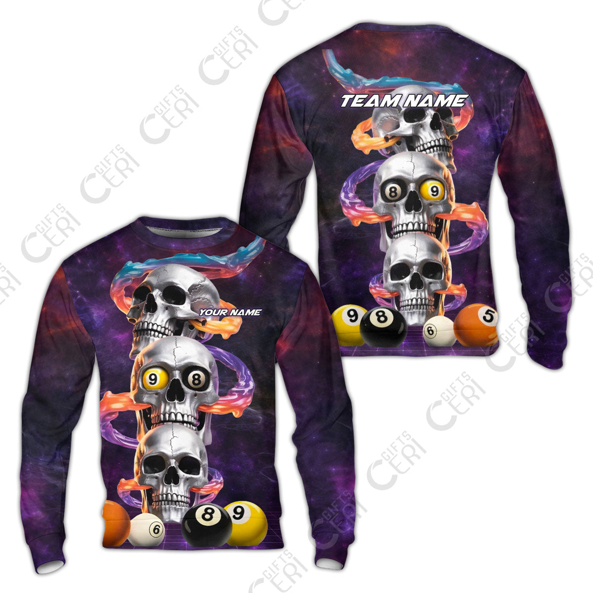 Customized 8 Ball Pool Sweatshirt, Billiards 8-Ball Galaxy Reaper, Billiards Jerseys