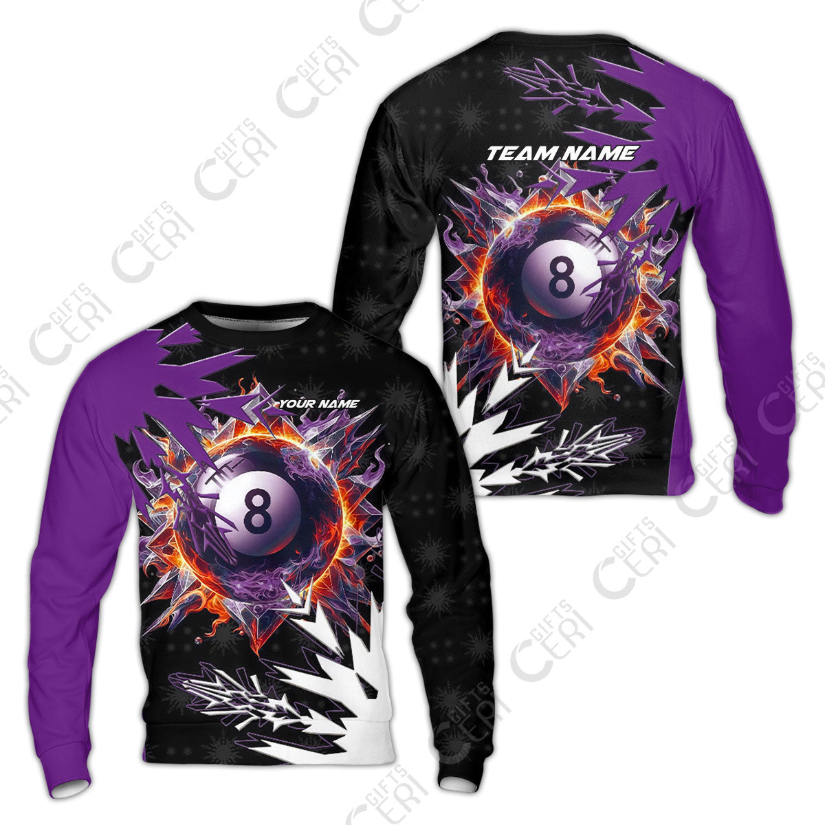 Customized Billiards Sweatshirt, Personalized Frostfire 8 Ball Jersey Gift For Billiard Players