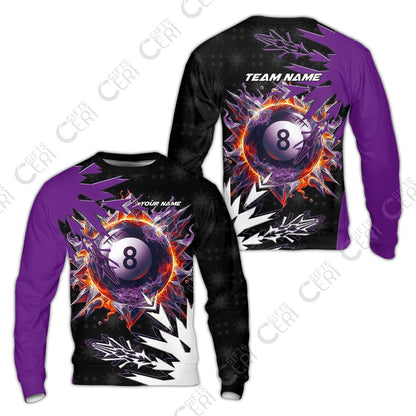 Customized Billiards Sweatshirt, Personalized Frostfire 8 Ball Jersey Gift For Billiard Players